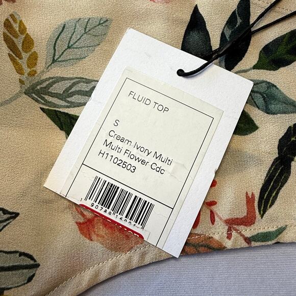 Theory Fluid Silk Floral Sleeveless V-Neck Ivory Top - Picture 7 of 10